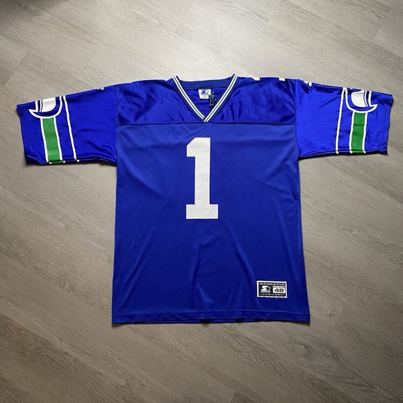 Vintage 90s Warren Moon Seattle Seahawks STARTER Football Jersey Sz 48/L 1995 - Picture 1 of 9